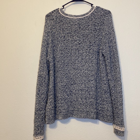 Moth Anthropologie open stitch blue marbled crew neck sweater with sid… - Picture 6 of 9